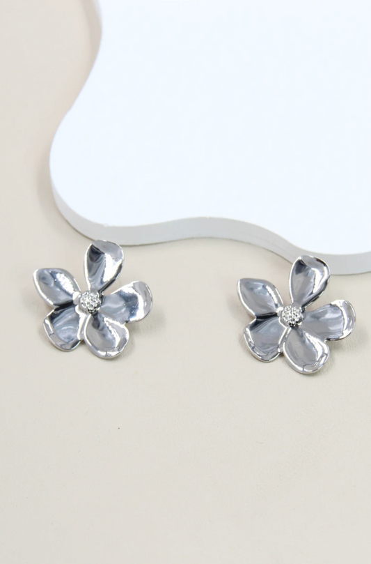 Boucle Fleur argenté