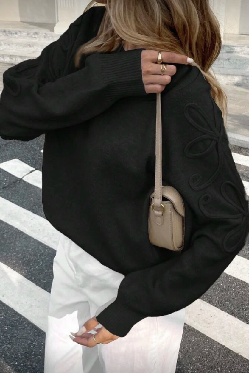 Pull Fleur noir