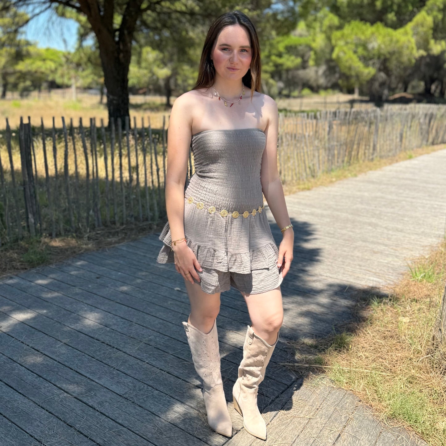 Combi-jupe/short Chloé taupe