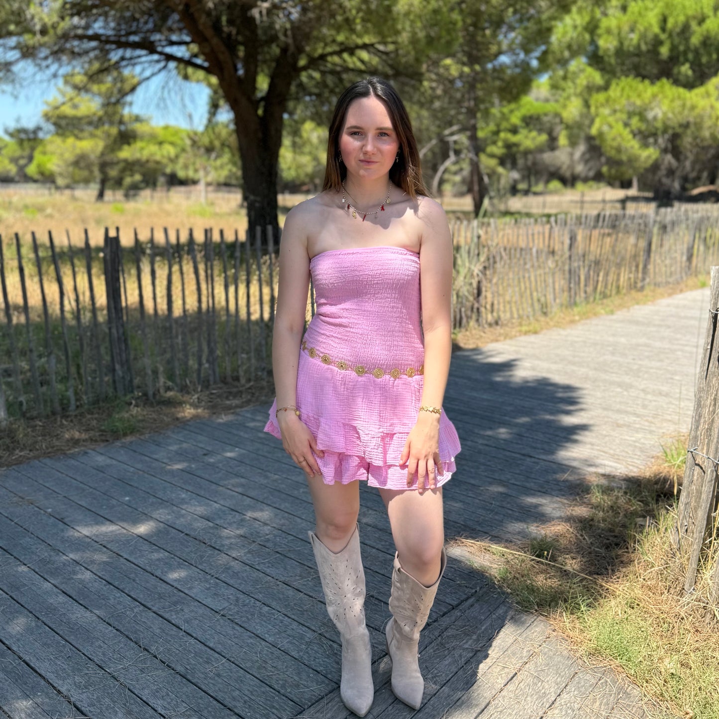 Combi-jupe/short Chloé rose