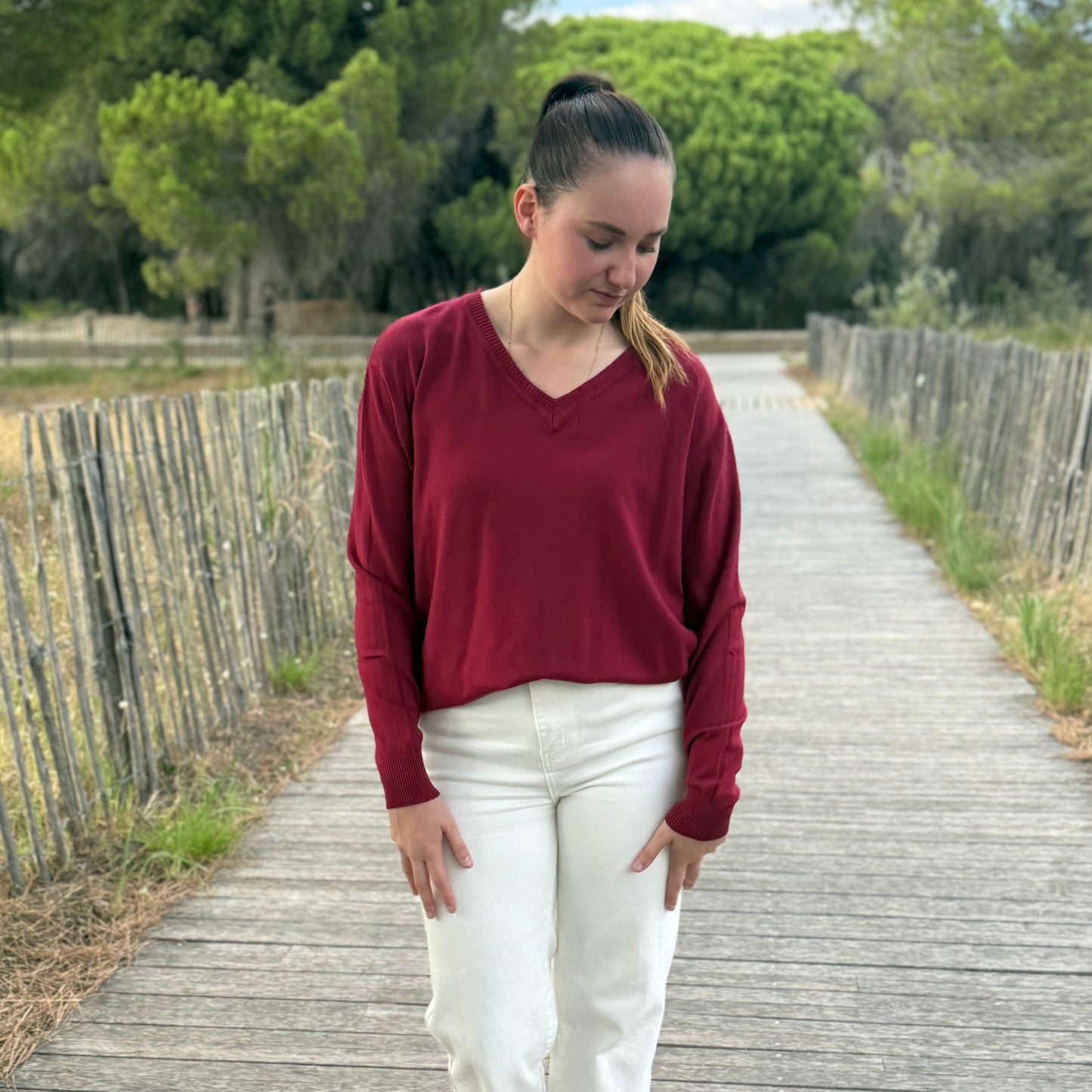 Pull Alexandra bordeaux