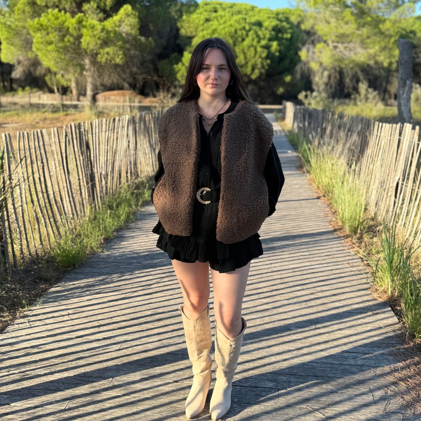 Veste sans manches Lola chocolat