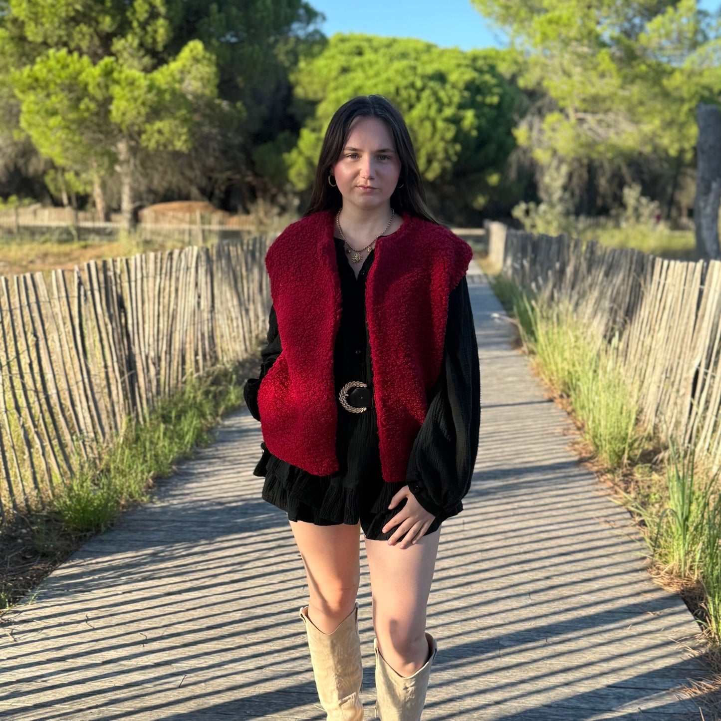 Veste sans manches Lola bordeaux