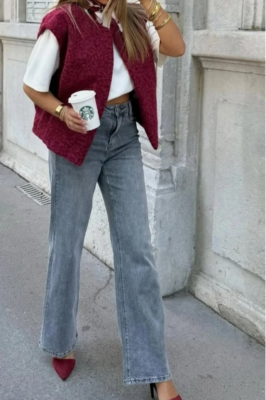 Veste sans manches Coraline bordeaux