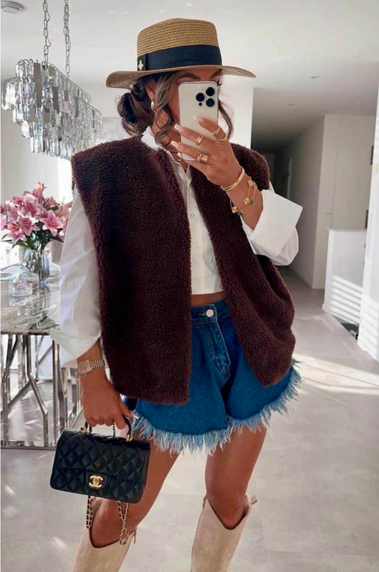 Veste sans manches Lola chocolat