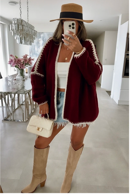 Gilet long  Cindy bordeaux
