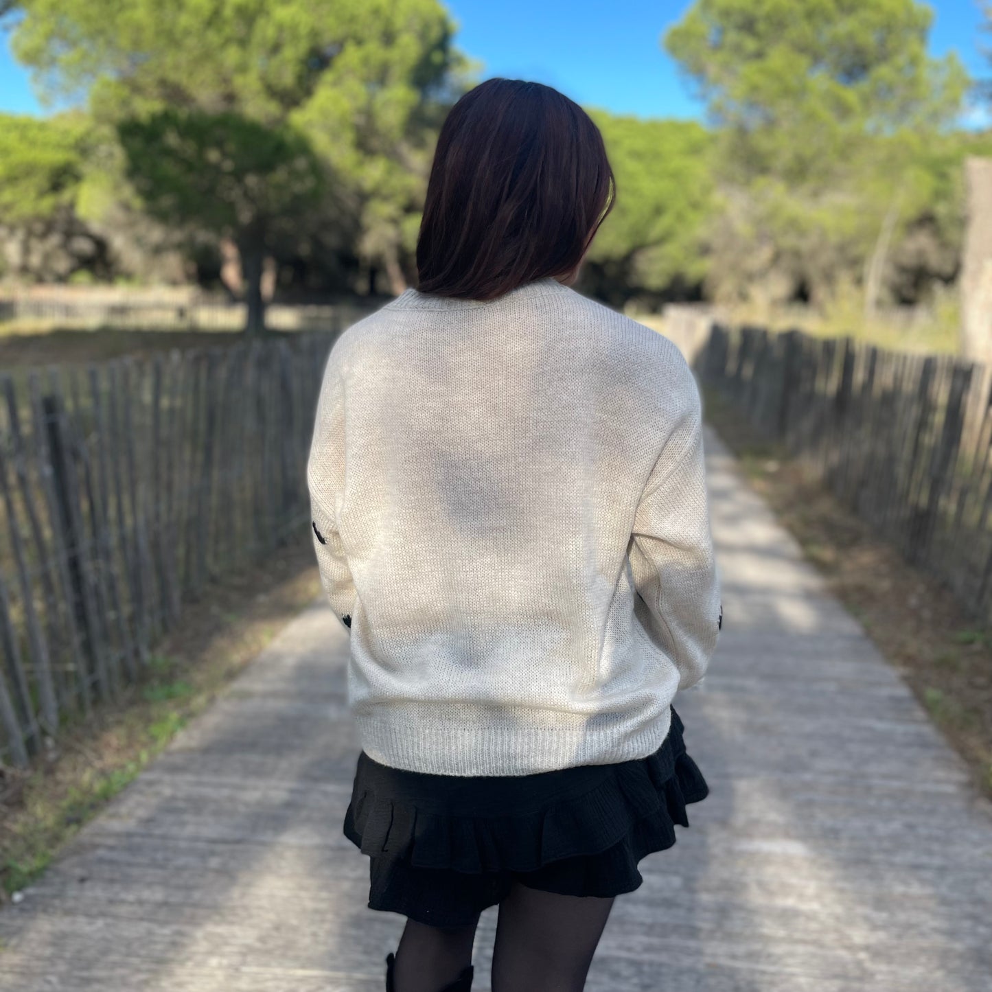 Pull Love beige/noir