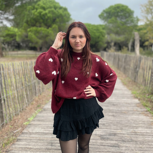 Pull Love bordeaux Oversize