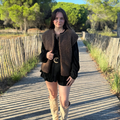 Veste sans manches Lola chocolat