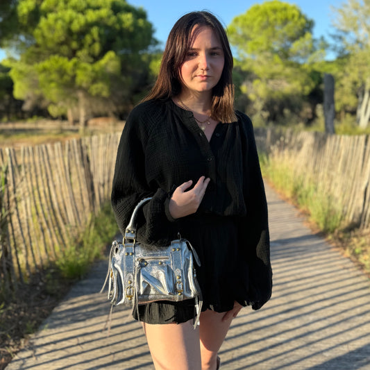 Sac Gloria argenté irisé S