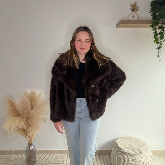 Manteau en fausse fourrure chocolat